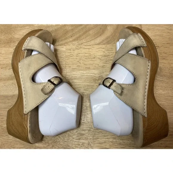 Dansko Women’s Size 40/US 9.5 Ivory Leather Cross Strap ‘Sela’ Slide Sandals - Picture 5 of 14